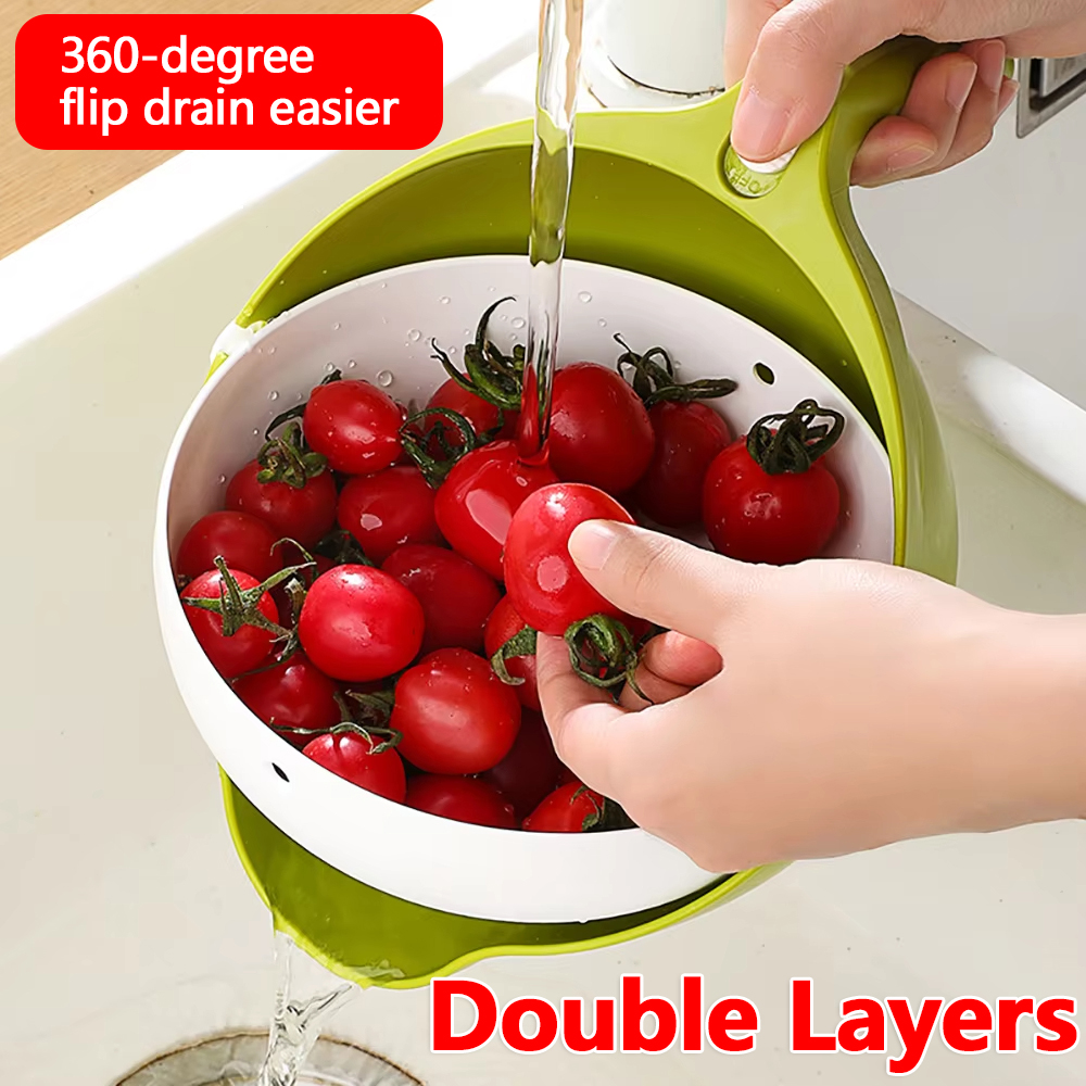 Kitchen Gadgets And Equipment - Double Drain Basket Kitchen Sink Strainer