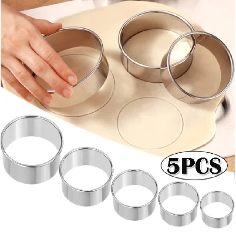 Kitchen Gadgets For Cooking - 5PCS Round Stainless Steel Biscuit Mold