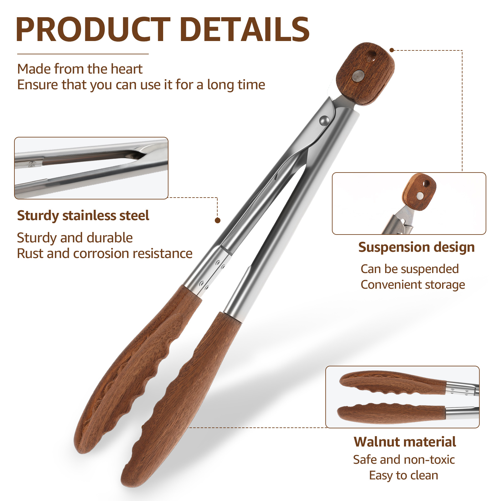 2/3 Pcs Food Tongs Walnut Wood - đánh giá và giá Kitchen Gadgets And Equipment