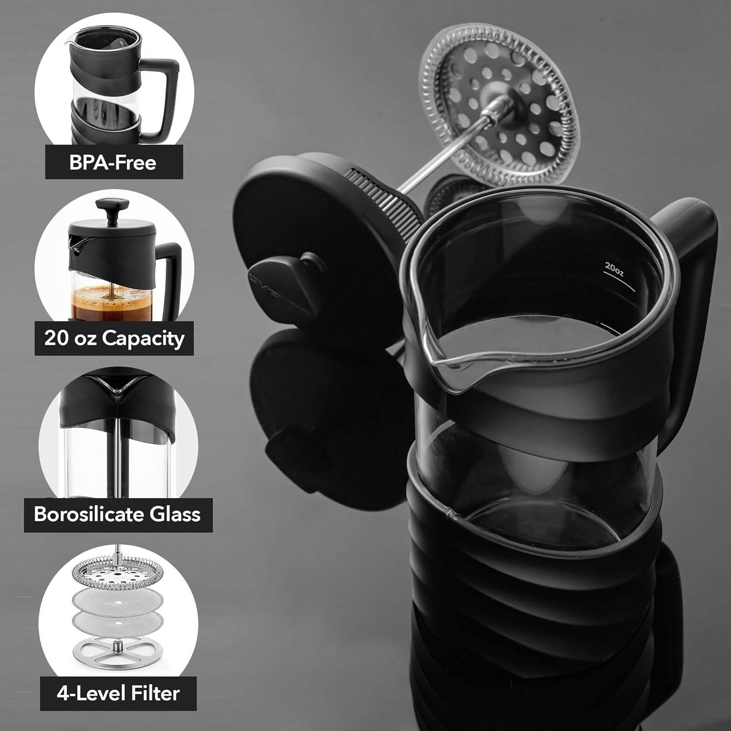 French Press Coffee Maker 20oz - đánh giá và giá French Press Coffee Maker