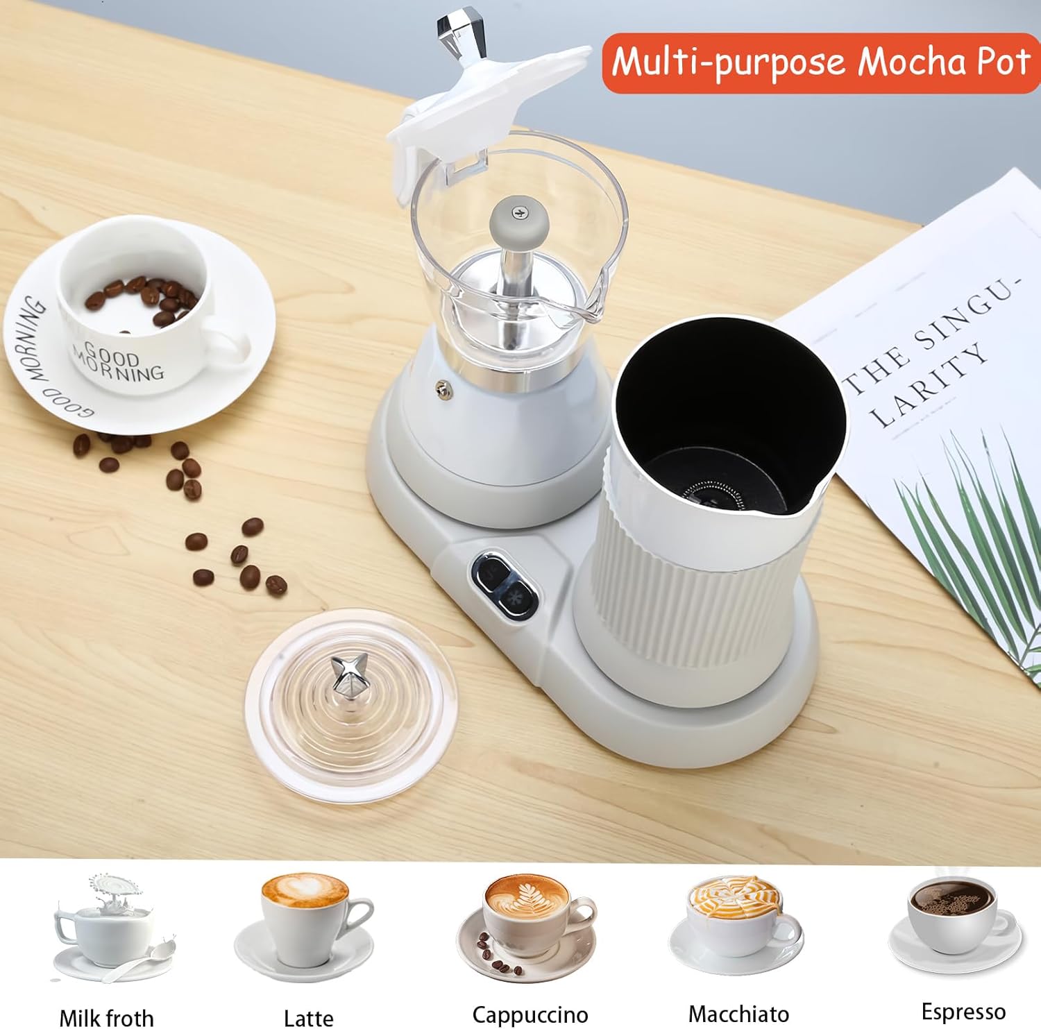 2-in-1 Espresso Maker & Milk F - đánh giá và giá Milk Frother