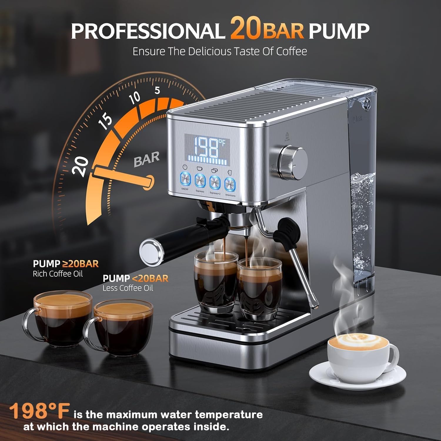 20Bar Compact Espresso Machine - đánh giá và giá Milk Frother