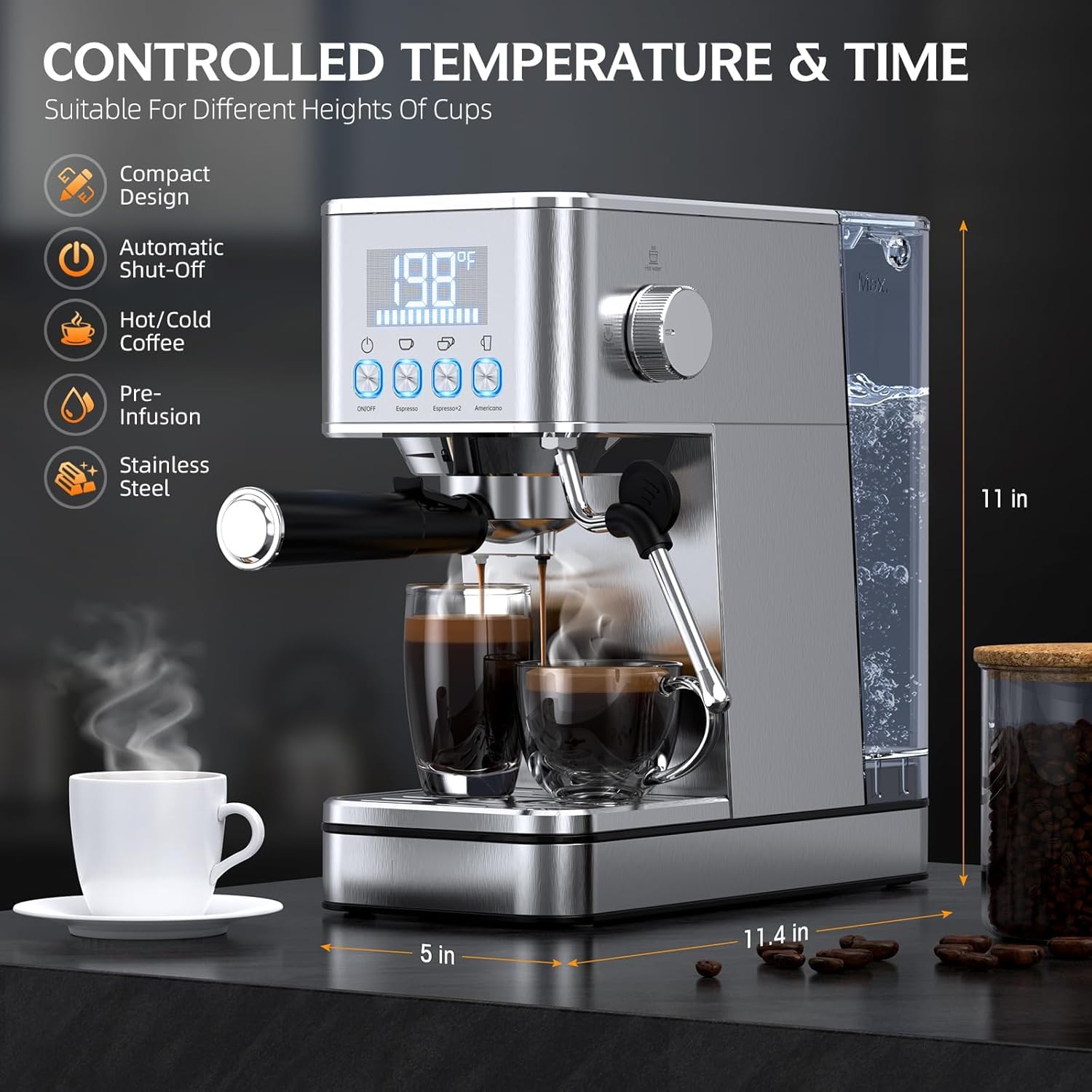 20Bar Compact Espresso Machine - đánh giá và giá Milk Frother