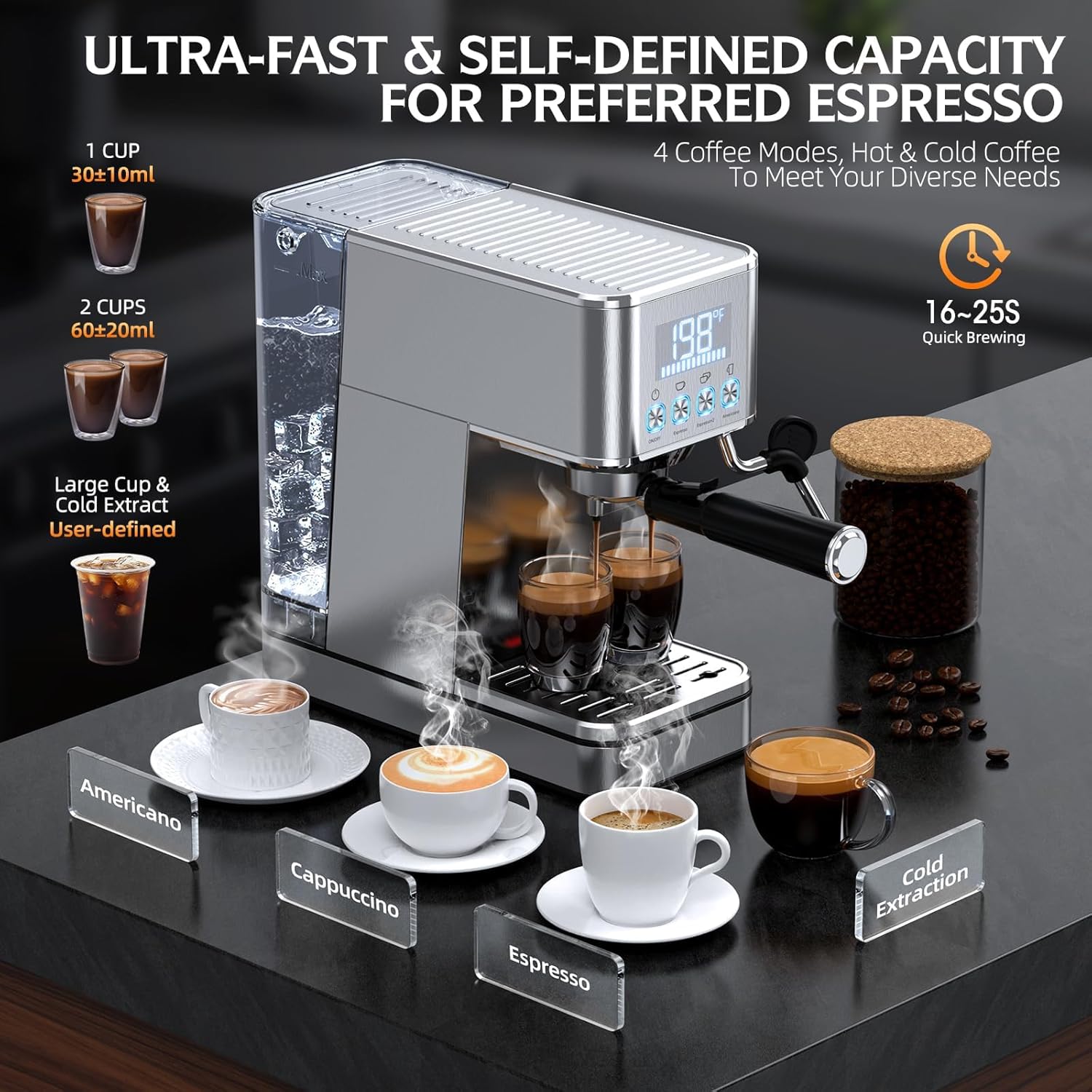 20Bar Compact Espresso Machine - đánh giá và giá Milk Frother